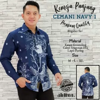 Batik Pria CEMANI NAVY 1 Katun Halus Full Furing Termurah