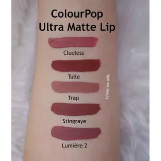 Colourpop Ultra Matte Lip UML shade Lumiere2 Trap Tulle Trap Stingray Clueless