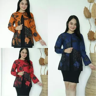 Atasan Wanita BOLERO INDIGO OUTER BATIK LENGAN PANJANG ALLSIZE ASLI PEKALONGAN TERMURAH TERLARIS