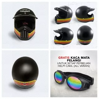 Helm Cakil HBC Strip Retro Free Kacamata