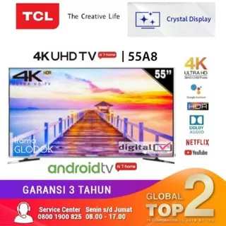 TV LED TCL 55 Inch 55A8 ANDROID Smart TV Ultra HD 4K Garansi Resmi