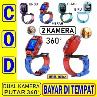 Jam Tangan Anak Z6 2 Dua Dual Kamera Merah Ungu Hijau Biru Frozen Smartwatch Imo Gps Telepon Imo