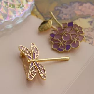 CABEZA Elegant Dragonfly Brooch Pin Trendy Fashion Jewelry Badge Party Lilac Flower Purple Enamel Women Man Metal Collar Accessories