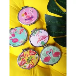 SOUVENIR CERMIN LIPAT  DOUBLE MIRROR MOTIF FLAMINGGO