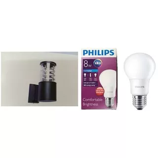 Lampu dinding tempel + lampu philips led bulb 8watt