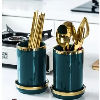 MAKAI Ceramic Golden Chopstick Holder/Storage Rack