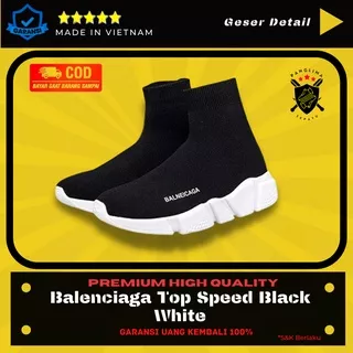 Sepatu Balenciaga Top Speed Black White Sneakers Pria Wanita Sneaker Fashion Import Premium Original