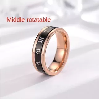 European and American fashion titanium steel Roman digital rotating ring wide version personality trend stainless steel ring jewelry