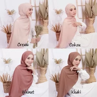 Hikari Aline Pashmina Cerutty Babydoll Hijab Fashion Muslim Jilbab PT1 - Cream