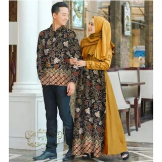 Baju Gamis Couple Batik Pasangan Sami Istri Edisi Lebaran Terbaru 2022 Model Kekinian Bahan Katn Prada Ukuran Ld 100 Pj 137 Murah