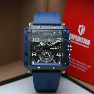 JAM TANGAN PRIA EXPEDITION E 6757 / E6757 BLUE BLACK RUBBER ORIGINAL