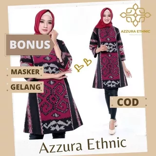 AZZURA - Baju Tunik Tenun Ikat Etnik Troso Jepara - Tunik Tenun Wanita - Fashion Wanita