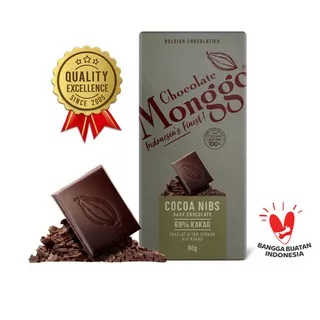 Cocoa Nibs & Dark Chocolate 69% | Cokelat Monggo 100% Cocoa butter 80g | Biji Kakao & Coklat Hitam