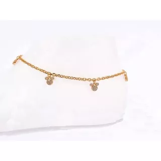 Gelang Kaki Wanita Dewasa Rantai Liontin Mickey Gold dan Silver Persis Emas