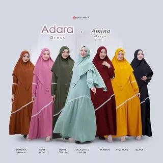 Gamis Set ADARA dress Yasmeera - Gamis Syari Polos Anggun Eksklusif, bahan Premium ITY Crepe