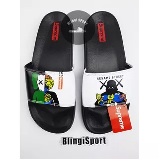 Sandal Supreme x KAWS Sesame Street Black / Sandal Pria / Sandal Slop / Sandal FlipFlop