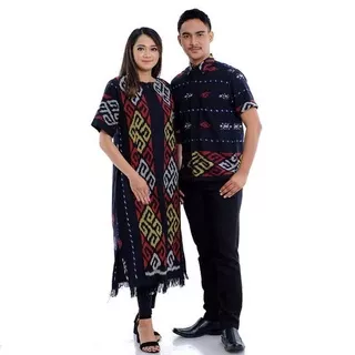 baju couple pasangan keluarga Kekinian etnik - baju kondangan - baju tenun etnik long dress tenun