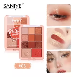 SANIYE 3 IN 1 Tahan Air Matte Eyeshadow Blush Highlighter Palette Manis Lucu Peach Style Eye shadow E118
