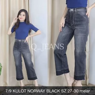 CELANA JEANS WANITA 7/9 NORWAY BLACK KULOT