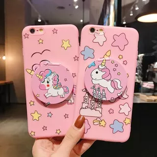 HX| Casing hp Samsung Galaxy J2 J5 J7 Prime J4 J6 Plus J4 J7 Core J3 J5 J7 2015 J1 J3 J5 J7 2016 J6 J8 2018 J3 J5 J7 Pro 2017 J2 Pro 2018 Soft Unicorn Couple Cartoon Popsocket Mirror Pink Handphone Case