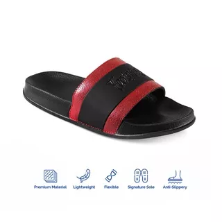 Sandal Pria Slide Footstep Footwear - Larry Black Red