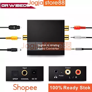 Digital to Analog Konverter Audio | Coaxial Toslink ke 3.5mm AUX RCA R/L - Black