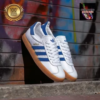 ADIDAS GAZELLE WHITE BLUE SOLE GUM || SEPATU ADIDAS 100% ORIGINAL