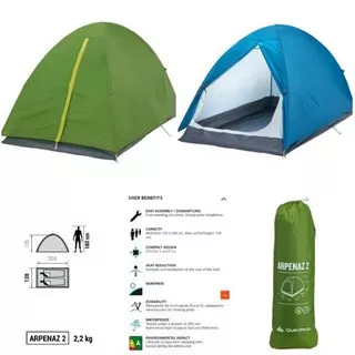 Tenda Camping Quechua Arpenaz 2 Ultralight UL Pendaki Gunung Outdoor