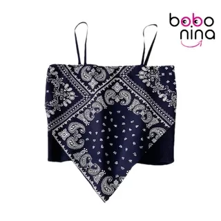 Ninabobo BR004 Tanktop Mimi Tank top Slayer Vest Scraf Bandana Summer Wanita Mimi Corak Ethnic Scarft Crop