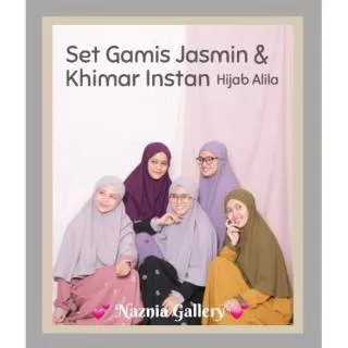 New Set Gamis Jasmine Bordir dan Khimar Instan HIJAB ALILA | Daily Outfit Set Gamis dan Khimar Syari