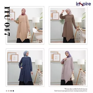 [ SALE ] TUNIK INSPIRE ITU 047 47 4 WARNA ADOBE ROSE ANTLER DARK BLUE SEA FOG  XS - XXL KEKINIAN KEREN OOTD BAHAN CARINA ATASAN KERJA KANTOR DEWASA CASUAL MUSLIM PROMO