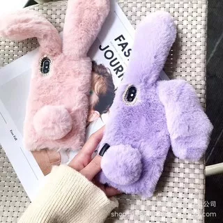 MK| COD Phone Case For Realme C21Y C25S C25 Narzo 30A 30 20 3 5 6 7 8 Pro 5i 6i 7i C2 C3 C11 C12 C15 C17 Reno 2 3 2F 4 F11 Pro Plush Rabbit Fur Bunny Phone Case