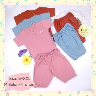 3 STEL (S-XXL WARNA) SETELAN STELAN SET BAJU PAKAIAN KAOS LENGAN PENDEK KANCING DADA DAN CELANA PENDEK 3PER4 ANAK BAYI BABY ANAK PEREMPUAN LAKI LAKI GIRL BOY 0 3 6 12 BULAN 1 2 3 4 TAHUN SIZE S M L XL XXL POLOS MURAH LEMBUT SNI PINK BIRU BATA LITTLE Q