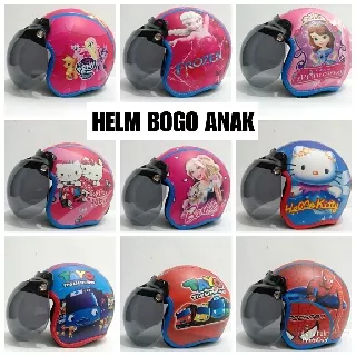 Helm Retro Bogo Anak Motif Barbie Frozen Hello Kitty Marsha Sofia Doraemon