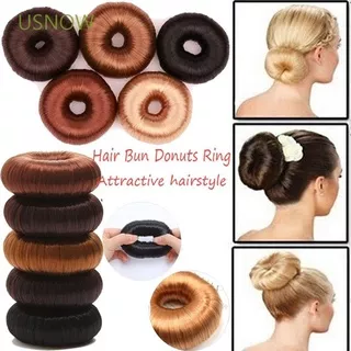 USNOW Women Hair Donut Shaper Magic Hair Styling Tools Hair Ring Brown Hair Accessories Hair Wig Hair Clip Elegant Black Bun Maker