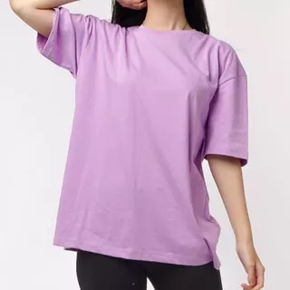 Kaos Polos Oversized Basic T-shirt Crew Neck Cotton Combad 24s Premium - Lilac