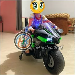 Mainan Motor Aki Anak NINJA H2R MOTOKIDS MO KIDZ MOB 3066 KAWASAKI NINJA H2 BAN KARET GAS TANGAN Mainan Anak Motor Aki Ninja Electric toys