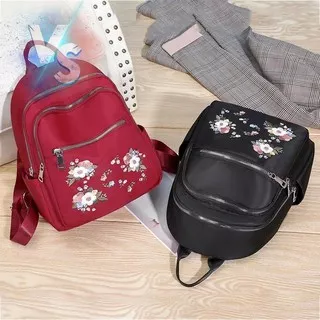 Tas Ransel Wanita Motif Bordir Bunga Mewah Kekinian Terbaru 2022 RANSEL BACKPACK [ COD ]