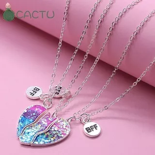 CACTU New Heart  Necklace Fashion Good Friend Pendant Necklaces Silver BFF Jewelry Accessories Sequins Attractive Jewelry Girl Pendant