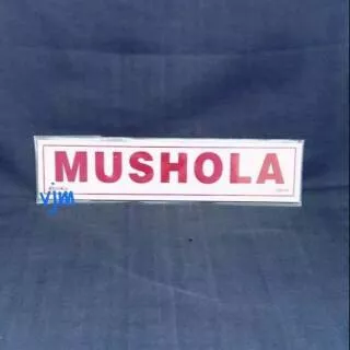 Papan nama acrylic tulisan mushola,  sign label akrilik