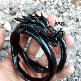 Gelang Akar Bahar Hitam Ukir Naga