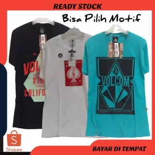 Kaos Distro Bandung Motif Volcom T Shirt Cowo Pria Keren Terbaru