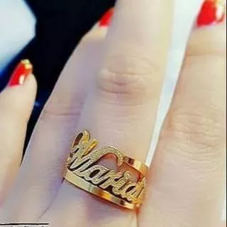 Cincin nama ukir grafir /cincin nama custom/cincin nama lapis emas