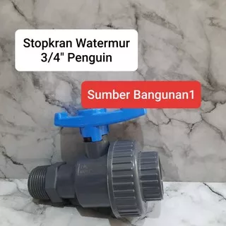 Stopkran watermur 3/4 inch PENGUIN stop kran plastik drat luar dalam ball valve