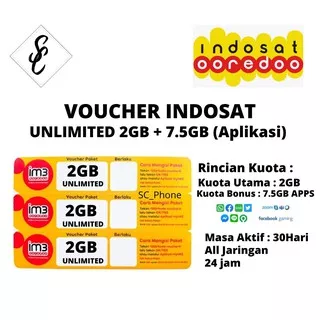 Voucher Indosat 2GB Unlimited 30hari