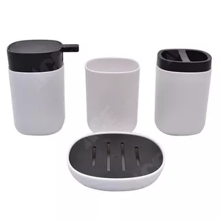 Kris Krishome Set Aksesoris alat Kamar Mandi 4 pcs BLACK&WHITE / Bathroom Toilet accessories