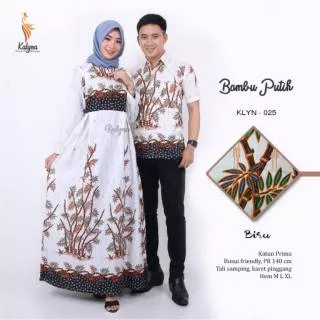Batik Couple Gamis Jumbo Murah Pasangan Modern Muslim  | KLYN - 025 CG Bambu Putih