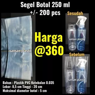 Segel Plastik Botol 250ml / Plastik shrink botol 250 ml / segel botol kale 250ml / segel kardus 100ml