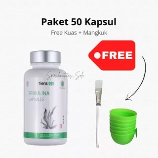 Masker Spirulina Paket 50 Kapsul [Free Kuas + Mangkuk] Masker Spirulina Original |Masker Jerawat