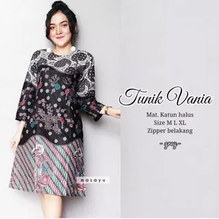 TUNIK BATIK GREY TIGA NEGRI PARANG KAWUNG COLET PRINTING ZIPPER BELAKANG TANGAN SERUT CANTIK